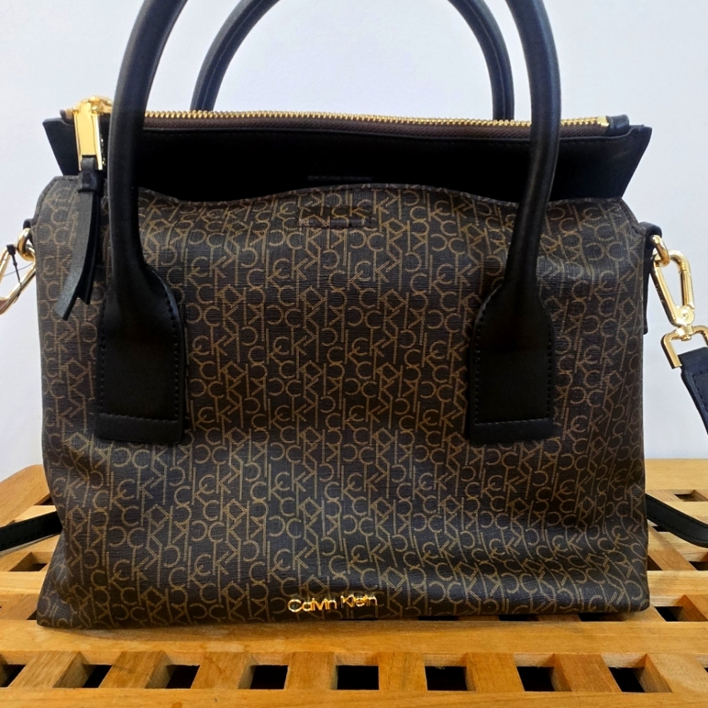 Calvin Klein Signature Brown and Black Satchel